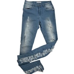 Pearl Collection Skinny Jeans Size 7 Distressed Front & Back Stretch Denim